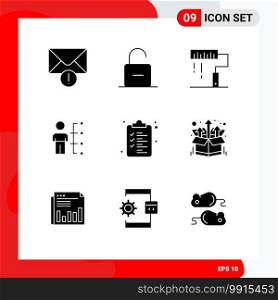 Stock Vector Icon Pack of 9 Line Signs and Symbols for man, employee, coding, abilities, programing Editable Vector Design Elements