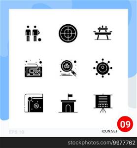 Stock Vector Icon Pack of 9 Line Signs and Symbols for message, email, soldier, picnic, park Editable Vector Design Elements