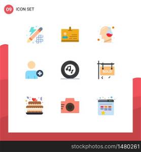 Stock Vector Icon Pack of 9 Line Signs and Symbols for musical, man, head, multimedia, science Editable Vector Design Elements