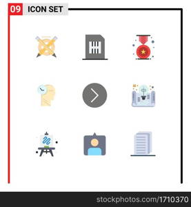 Stock Vector Icon Pack of 9 Line Signs and Symbols for next, thoughts, phone, mind, school Editable Vector Design Elements