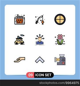 Stock Vector Icon Pack of 9 Line Signs and Symbols for options, conversion, decoration, vehicle, sports Editable Vector Design Elements