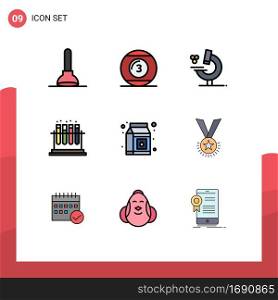 Stock Vector Icon Pack of 9 Line Signs and Symbols for pack, milk, education, tube, medical Editable Vector Design Elements