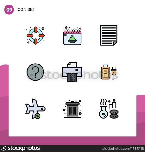 Stock Vector Icon Pack of 9 Line Signs and Symbols for paper, mark, homework, ui, basic Editable Vector Design Elements