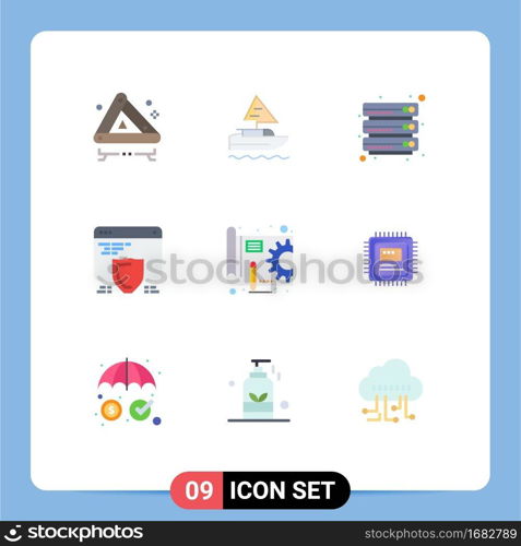 Stock Vector Icon Pack of 9 Line Signs and Symbols for plan, web, cloud, shield, protection Editable Vector Design Elements