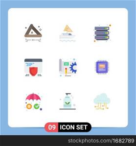 Stock Vector Icon Pack of 9 Line Signs and Symbols for plan, web, cloud, shield, protection Editable Vector Design Elements