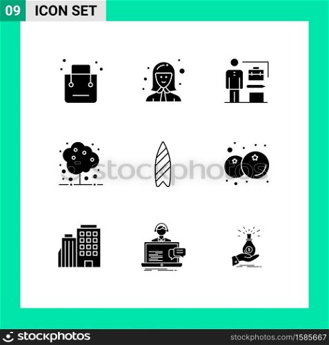 Stock Vector Icon Pack of 9 Line Signs and Symbols for plant, tree, lady, agriculture, achieve Editable Vector Design Elements