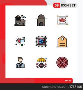 Stock Vector Icon Pack of 9 Line Signs and Symbols for processor, cpu, visual, left, arrow Editable Vector Design Elements