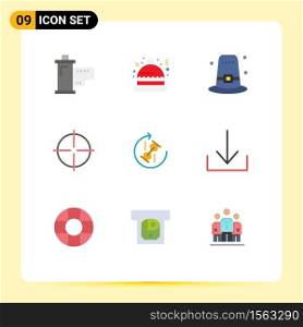 Stock Vector Icon Pack of 9 Line Signs and Symbols for repeat, sport, garden, sight, fitness Editable Vector Design Elements