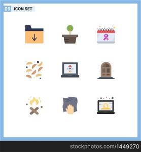 Stock Vector Icon Pack of 9 Line Signs and Symbols for rocket, laptop, day, app, fried Editable Vector Design Elements