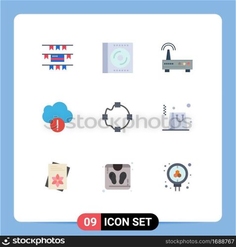 Stock Vector Icon Pack of 9 Line Signs and Symbols for shape, path, device, data, alert Editable Vector Design Elements