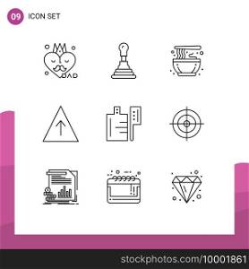 Stock Vector Icon Pack of 9 Line Signs and Symbols for shooting, preparation, culture, food, growth Editable Vector Design Elements