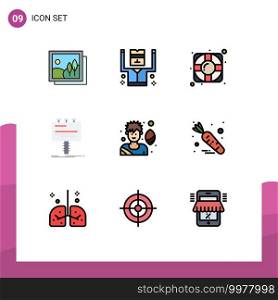 Stock Vector Icon Pack of 9 Line Signs and Symbols for soccer player, promo, help, billboard, advertisement Editable Vector Design Elements