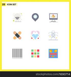 Stock Vector Icon Pack of 9 Line Signs and Symbols for tape, kit, cube, healthcare, aid Editable Vector Design Elements