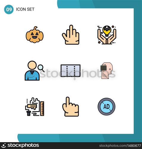 Stock Vector Icon Pack of 9 Line Signs and Symbols for think, minimize, management, layout, search Editable Vector Design Elements