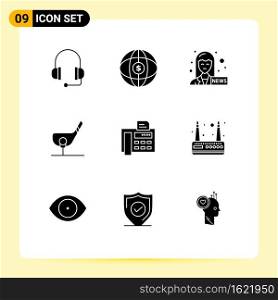 Stock Vector Icon Pack of 9 Line Signs and Symbols for typewriter, fax, journalist, shot, club Editable Vector Design Elements