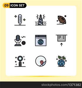 Stock Vector Icon Pack of 9 Line Signs and Symbols for voice, recording, edit, microphone, sport Editable Vector Design Elements