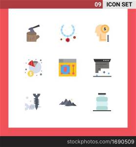Stock Vector Icon Pack of 9 Line Signs and Symbols for web, income, idea, gross, economy Editable Vector Design Elements