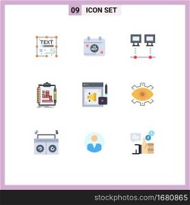 Stock Vector Icon Pack of 9 Line Signs and Symbols for workflow, scheme, computers, process, pc Editable Vector Design Elements