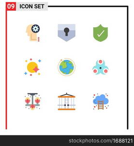 Stock Vector Icon Pack of 9 Line Signs and Symbols for world, spaceship, antivirus, space, galaxy Editable Vector Design Elements