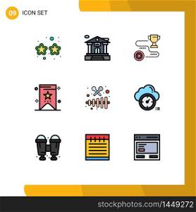 Stock Vector Icon Pack of 9 Line Signs and Symbols for xylophone, instrument, target, tag, bookmark Editable Vector Design Elements