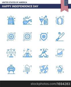 Stock Vector Icon Pack of American Day 16 Line Signs and Symbols for usa  police  wine  usa festival  american Editable USA Day Vector Design Elements