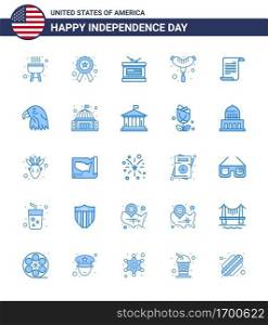 Stock Vector Icon Pack of American Day 25 Blue Signs and Symbols for usa  text  holiday  file  frankfurter Editable USA Day Vector Design Elements