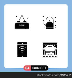 Stock Vector Icon Pack of Line Signs and Symbols for drink, wifi, close, tea, cinema Editable Vector Design Elements