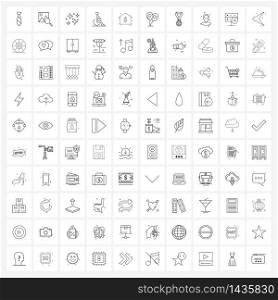 Stock Vector Icon Set of 100 Line Symbols for dollar, science, zoom, health, handicapped Vector Illustration