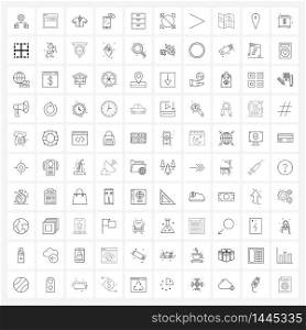 Stock Vector Icon Set of 100 Line Symbols for furniture, cupboard, shirt, internet, phone Vector Illustration