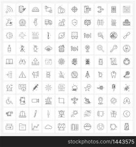 Stock Vector Icon Set of 100 Line Symbols for mark, bookmark, geometry, tag, file Vector Illustration
