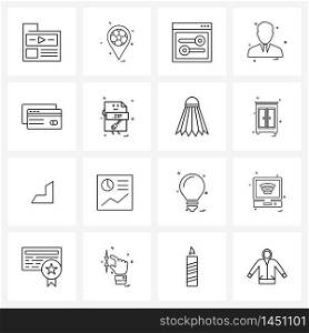 Stock Vector Icon Set of 16 Line Symbols for avatar, avatar, location, avatar, options Vector Illustration