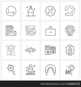 Stock Vector Icon Set of 16 Line Symbols for identity, branding, interface, reset, pointer Vector Illustration