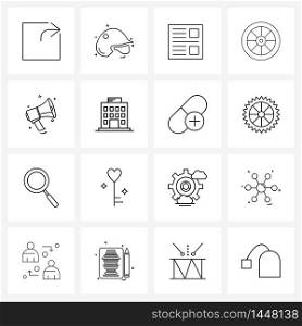 Stock Vector Icon Set of 16 Line Symbols for speaker, India, cricket, desert, paragraph Vector Illustration