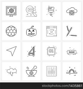 Stock Vector Icon Set of 16 Line Symbols for sports, football, pain, seo, gear Vector Illustration