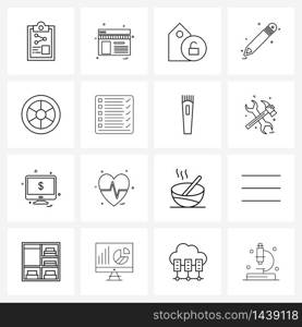 Stock Vector Icon Set of 16 Line Symbols for target, sports, bookmark, ball, education Vector Illustration