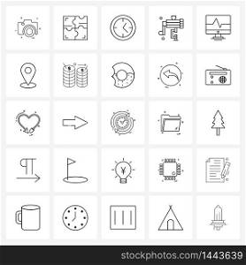 Stock Vector Icon Set of 25 Line Symbols for computer, meat, train, kitchen, food Vector Illustration