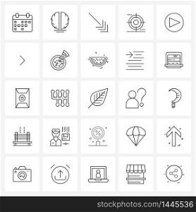 Stock Vector Icon Set of 25 Line Symbols for cursor, location, arrow, gps, aim Vector Illustration