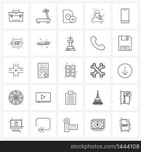 Stock Vector Icon Set of 25 Line Symbols for ladies, profile, add, avatar, format Vector Illustration
