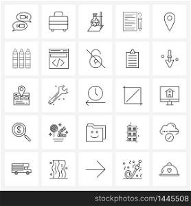 Stock Vector Icon Set of 25 Line Symbols for pen, map, briefcase, location, lab Vector Illustration