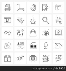 Stock Vector Icon Set of 25 Line Symbols for web layout, web, charitable organization, massage, mobile Vector Illustration