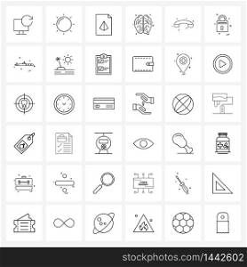 Stock Vector Icon Set of 36 Line Symbols for medical, brain, sunny, brain, interaction Vector Illustration