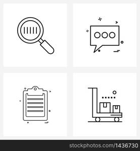 Stock Vector Icon Set of 4 Line Symbols for analytics; clip board; search; chat; board Vector Illustration