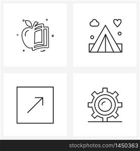 Stock Vector Icon Set of 4 Line Symbols for apple, arrow, education, holidays, left Vector Illustration