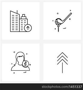 Stock Vector Icon Set of 4 Line Symbols for arrow, avatar, real, golf, profile Vector Illustration
