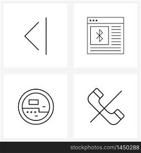 Stock Vector Icon Set of 4 Line Symbols for arrow, electronics, meeting, page, measuring Vector Illustration
