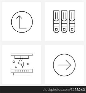 Stock Vector Icon Set of 4 Line Symbols for arrow; factory; up; shelf; industry Vector Illustration