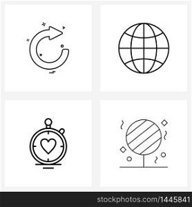 Stock Vector Icon Set of 4 Line Symbols for arrow, hospital, restart, global, time Vector Illustration