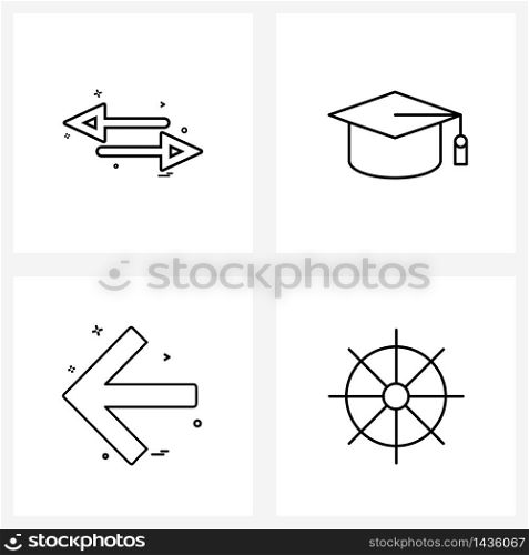 Stock Vector Icon Set of 4 Line Symbols for arrows; arrow; arrow; education; left Vector Illustration