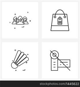 Stock Vector Icon Set of 4 Line Symbols for avatar, activity, group , handbag, game Vector Illustration