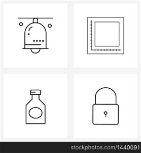 Stock Vector Icon Set of 4 Line Symbols for bell, food, area, data, kitchen Vector Illustration